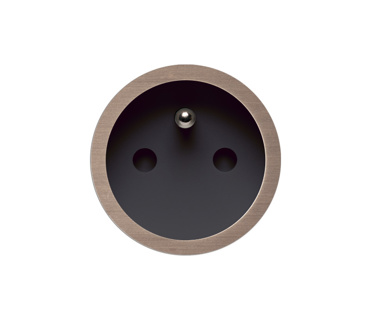 Rond 2.0 | retrofit / easyfit stopcontact type E - trimless - licht brons - zwarte cup