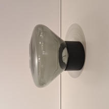 MUFFINS CANDLEHOLDER: Surface finish: European Oak - Glass Colour: smoke grey - transparent glass